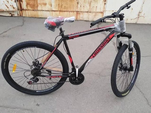 ГІРСЬКИЙ ВЕЛОСИПЕД CROSSBIKE SHARK 29" 19,5" ЧОРНИЙ-ЗЕЛЕНИЙ-СІРИЙ (крос шарк) 1625961169 фото