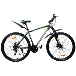 ГІРСЬКИЙ ВЕЛОСИПЕД CROSSBIKE RACER 27" 19" СІРО-ЗЕЛЕНИЙ(крос рейсер) 1584975164 фото