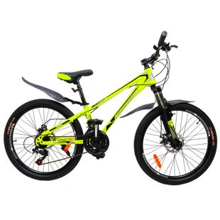 ПІДРОСТКОВИЙ ГОРНИЙ ВЕЛОСІПЕД CROSSBIKE RACER 24" 12" НЕНОВИЙ ЖОВТИЙ-ЧОРНИЙ-СЕРЕБРО 1579347432 фото