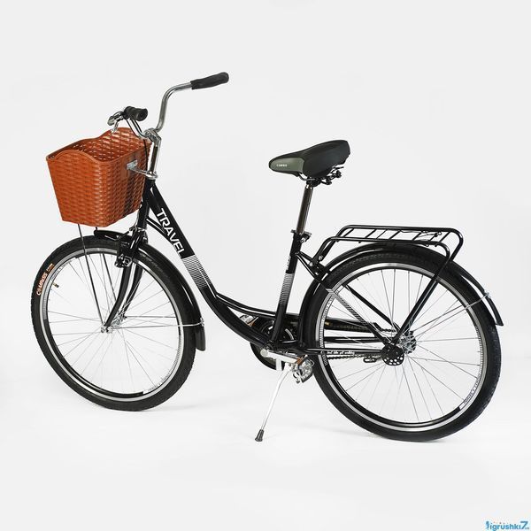 Велосипед міський Corso Travel 26`` TR-26100 (1) одношвидкісний, сталева рама 16.5``, кошик, багажник 89867ж фото